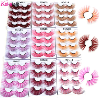 Kekelala 4คู่ล็อตขนตาปลอมสียาวพิเศษ faux Mink Rainbow Lashes Dramatic COSPLAY ฮาโลวีนรัสเซีย cilia จำนวนมาก