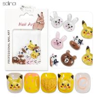 SDINA ตกแต่งปลอกโทรศัพท์น่ารัก Pikachu 10ชิ้น Kulori งานฝีมือ DIY ดอกไม้เด็กผู้หญิงการ์ตูนเล็บเสน่ห์จี้เรซิ่น3D การตกแต่งศิลปะเล็บอุปกรณ์ทำเล็บ