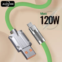 AUOVIEE 120วัตต์6A ค่าใช้จ่ายได้อย่างรวดเร็วสุด Type C สายซิลิโคนเหลวค่าเร็วสาย USB สำหรับ Xiaomi หัวเว่ยซัมซุงพิกเซล USB สายชาร์จ