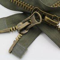 ●▬ 8 copper metal zipper double sliders for jacket coat zip repair two heads 70 80 90 100 120cm 1piece black olive tape