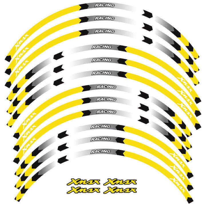 เทปแถบสะท้อนแสงรูปลอกล้อสกูตเตอร์สติกเกอร์แต่งล้อมอเตอร์ไซค์กันน้ำ15-14-อุปกรณ์มอเตอร์ไซค์สำหรับ-yamaha-xmax-300-250
