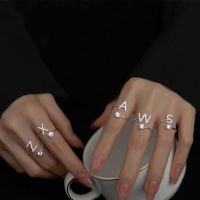 【CW】 Initial A Z Adjustable Opening Name Alphabet Female Wedding anillos mujer