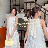 chuuchop_พร้อมส่ง(C8174)???French toast dress เดรสยาวครีมลายดอกไม้แขนกุด