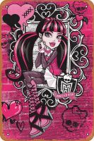 Yzixulet ป้ายโลหะโปสเตอร์ภาพปะติด MonsterHigh,ป้ายโลหะตกแต่งบ้านย้อนยุคป้ายดีบุกวินเทจ12X8นิ้ว