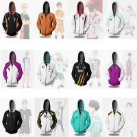 Haikyuu Karasuno Nekoma Fukurodani Aoba Johsai Shiratorizawa Hoodie Zipper Jacket คอสเพลย์เครื่องแต่งกาย Haikiyu ผู้ชายผู้หญิงกีฬา