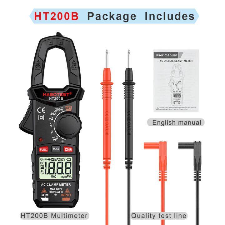 habotest-ht200-digital-clamp-meter-600v-ac-dc-2000-นับ-true-rms-โวลต์มิเตอร์แอมป์มิเตอร์-การทดสอบไดโอด-ความต้านทาน-อุณหภูมิ-capacitive