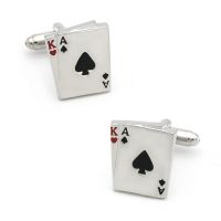 Mens Poker Cuff Links Copper Material Playing Card King &amp; Ace Cuff Link