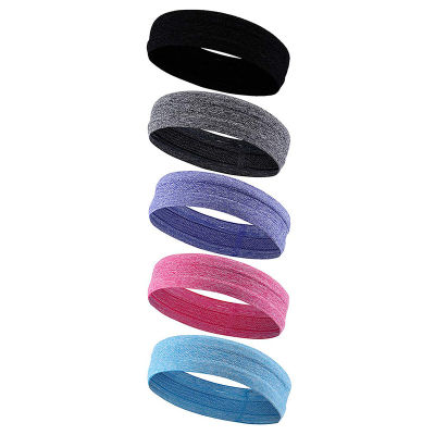 5Pcs Yoga Running Sports Travel Sports Headband Women and Men Non-Slip Fitness Headband Anti-Sweat Band