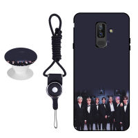 BTS เคสโทรศัพท์สำหรับ Samsung Galaxy J8 2018/J600G/J600F ซิลิคอนนุ่มกรณีที่มีรูปแบบเดียวกันแหวนและเชือก