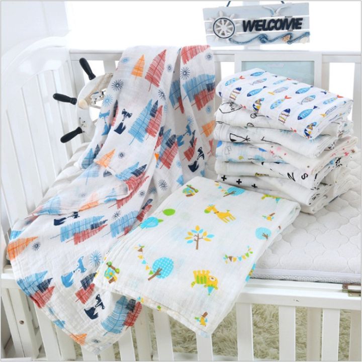 120-110cm-baby-double-layer-cotton-muslin-blanket-swaddle-dinosaur-cartoon-baby-swaddle-receiving-bedung