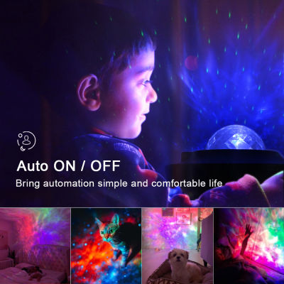 LED Star Night Light Wave Starry Sky Galaxy Projector USB Bluetooth-Compatible Music Player Bedroom Table Decor Lamp Child Gifts