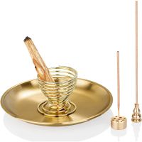 4Pcs Burner, Incense Holder for Incense Sticks/Coil Incense/Incense Cones Brass Ash Catcher for Meditation Yoga Room Brass Gold