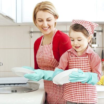 Silicone Dishwashing Scrubber Dish Washing Sponge Rubber Scrub Gloves Kitchen Cleaning Safety Gloves