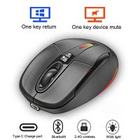 ZZOOI Multi-Function Bluetooth 2.4G Wireless Mouse One-Click To Desktop Type-C Rechargeable Mute Silent RGB Backlight Mice 2400DPI Gaming Mice