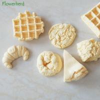 Simulation Cake Silicone Mold Waffle Croissant Biscuit Baking Mold DIY Scented Candle Mold Resin Molds Cake Decorating Tools