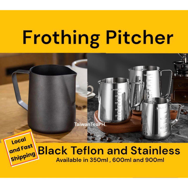 Barista Black Non-Stick Coffee Milk Frothing Jug/Pitcher 350ml