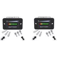 2X Golf Cart Battery Meter 48V LED Battery Indicator Battery Gauge Battery Level Meter IP65 for Club Car,Fork Lifts