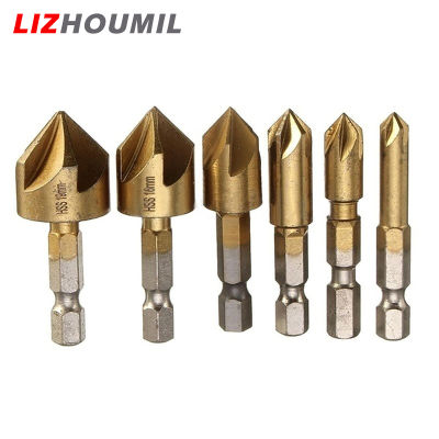 LIZHOUMIL ชุดอุปกรณ์ลบมุมไม้5ใบมีดด้ามหกเหลี่ยม,6ชิ้นทำจากไม้เหล็กความเร็วสูง90องศา