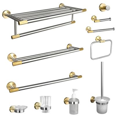 【CC】♗⊙◊  Brushed and Gold Bar Toilet Paper Holder Rails Racks Accessories