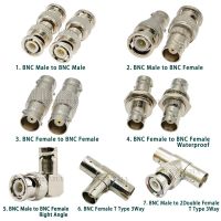 1pcs Q9 BNC Type Connector Male Plug Female Jack Straight 90Degree Right Angle Tee Type 3Way Splitter Waterproof BNC RF Adapter Watering Systems Garde