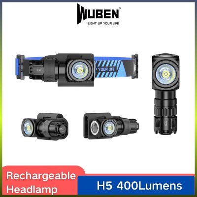 WUBEN ไฟฉาย LED H5กันน้ำได้สูงสุด400ลูเมนไฟฉายคาดศีรษะสำหรับการตั้งแคมป์กลางแจ้งการวิ่งและไฟฉาย