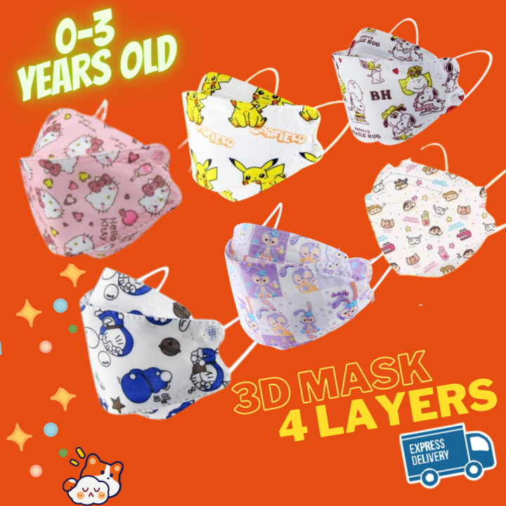 KF94 Face Mask for Baby Kids (03y) 4Ply Layer 3D mask cute Kids Mask
