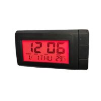 1/2/3 ABS Car Digital Clock Replacement Rectangular Self-adhesive Home Office Automotive Clocks Temperature Meter Orange