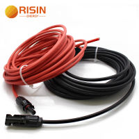 สายพ่วงแผงโซล่า RISIN ขนาด6มม. 10 AWG 10ม. สายทองแดง1คู่สีดำและสีแดงพร้อมขั้วต่อสายเคเบิลพีวีพลังงานแสงอาทิตย์