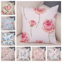 【LZ】qby5bf Colorful Rose Flower Pillow Case Nordic Style Pillowcase Decor Patchwork Plant Floral Plush Cushion Cover for Car Sofa 45x45cm