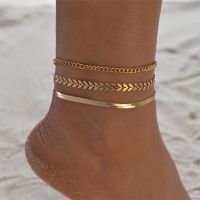 SUMENG 2022 New 3pcs/set Gold Color Simple Chain Anklets For Women Beach Foot Jewelry Leg Chain Ankle Bracelets Accessories