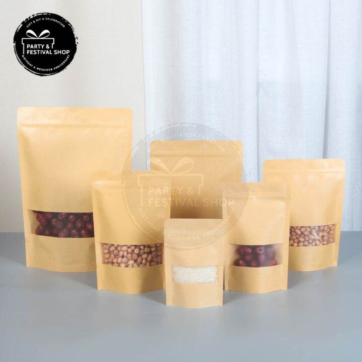 Kraft Paper Bag Zip Lock Paper Bag Food Storage Packaging Bag Kraft