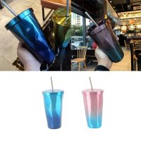 Set of 1 Stainless Steel Tumbler with Straw and Lid Double Wall Drinking Cup Coffee Mug 500ml Irregular Diamond 4 Colors