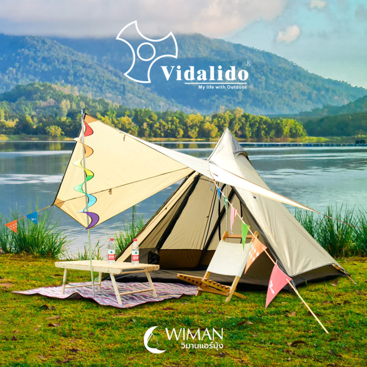 แท้-รุ่นใหม่-เต็นท์กระโจม-tt-245-vidalido-teepee-ms-ฟรี-แถมธง-สำหรับ-2-3-คน-เต็นท์กระโจม-อากาศ-ถ่ายเทสะดวก