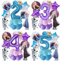 1Set Disney Frozen Theme Balloons Kit Elsa Olaf Foil Globos Girls Birthday Party Decorations Baby Shower Supplies Air Ball Artificial Flowers  Plants