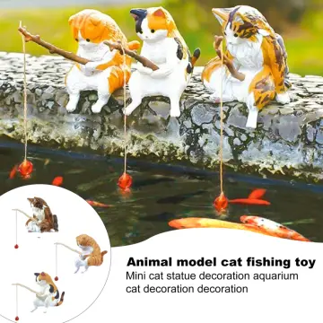 Fishing Cat Figurines Statue, Kawaii Garden Accessories