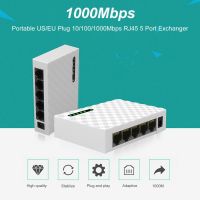 Mini 5 Port Desktop 1000 Mbps Network Switch Gigabit Fast RJ45 Ethernet Switcher LAN Switching Hub Adapter Full duplex Exchange