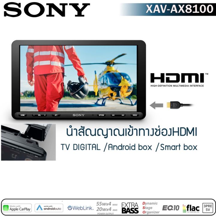 sony-xav-ax8100-เครื่องเสียงติดรถยนต์-applecarplay-androidauto-จอ8นิ้ว-มีช่องhdmi-สำหรับเพิ่มกล่อง-androidbox-tvbox