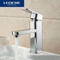 LEDEME Basin Faucets Basin Faucet Tap Mixer Finish ss Square Pillar Designer Water Chrome Modern Waterfall Faucets L1033