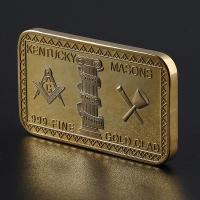 แท่งชุบทองเหรียญกษาปณ์ Masonic ที่ท้าทายดีไซน์3d 999วัสดุหุ้มทองชั้นดี