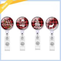 PDWATCHES ABS Badge Reel สีแดง1.25นิ้วคลิปป้ายชื่อวงกลมคริสต์มาสป้ายหดเก็บได้สำนักงาน