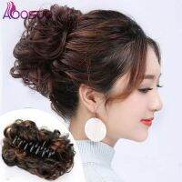 AOOSOO  short High Temperature Fiber Hair Bun Synthetic Hair  curly  Claw Clip in/on Ponytail Hair Extensions  4colors available Wig  Hair Extensions