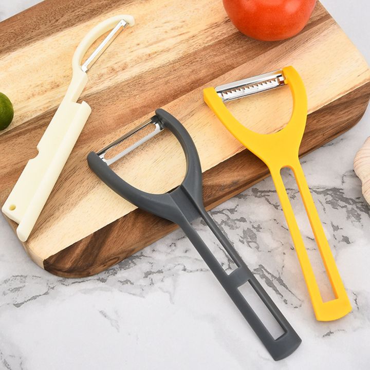 stainless-steel-three-piece-set-peeler-household-multifunctional-melon-planer-plastic-handle-grater-kitchen-melon-and-fruit-graters-peelers-slicers