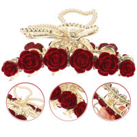 PickEgg [Clearance] Metal Claw Hair Clip Hair Accessory Women Claw Clip Rose Flower Hair Clip Pearl Clip