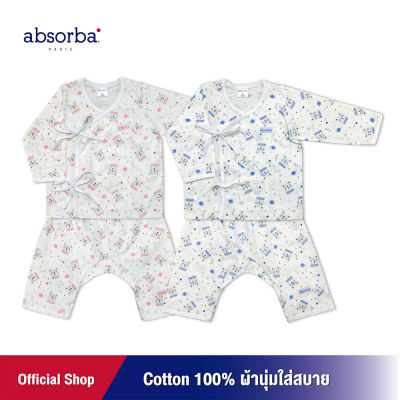 แอ็บซอร์บา (แพ็ค 1 ชุด) ชุดเสื้อป้าย ชุดเสื้อผูกหน้า แขนยาว สำหรับเด็กแรกเกิด - 3 เดือน มี 6 ลายให้เลือก - ABL001 ชุดเด็กแรกเกิด เสื้อผ้าเด็ก
