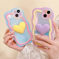 ฝาครอบเคสสิลิโคนด้านหลังแบบนิ่ม DDJJ สำหรับ IPhone 14 13 Pro Max 11 12 3D Candy Heart ไม่สม่ำเสมอ Auroral เลเซอร์กันสิ่งสกปรกเคสโทรศัพท์