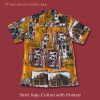 เสื้อเชิ้ต เสื้อผ้าฝ้าย เสื้อลำลอง  Shirt Italy Cotton with Printed Size L