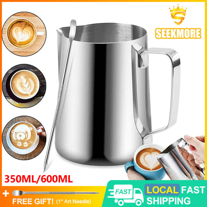 Stainless Steel Milk Frothing Pitcher - Milk Steamer Cup Jug Creamer Accessories Suitable for Barista, Espresso Machines, Cappuccino Coffee, Milk