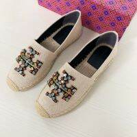 2023 new TOR New Style Enamel Decoration Linen Textile Flat Shoes Fishermans Shoes