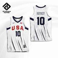 USA BASKETBALL OLYMPICS 2008 KOBE BRYANT WHITE FULL SUBLIMATED JERSEY