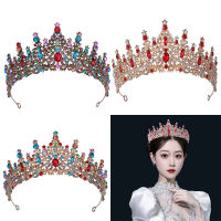 ร้อนแต่งงานมงกุฎผมเครื่องประดับเจ้าสาว H Eadwear R Hinestone ที่มีสีสัน Tiaras อุปกรณ์เจ้าหญิงสำหรับราชินีพรรคมงกุฎผม